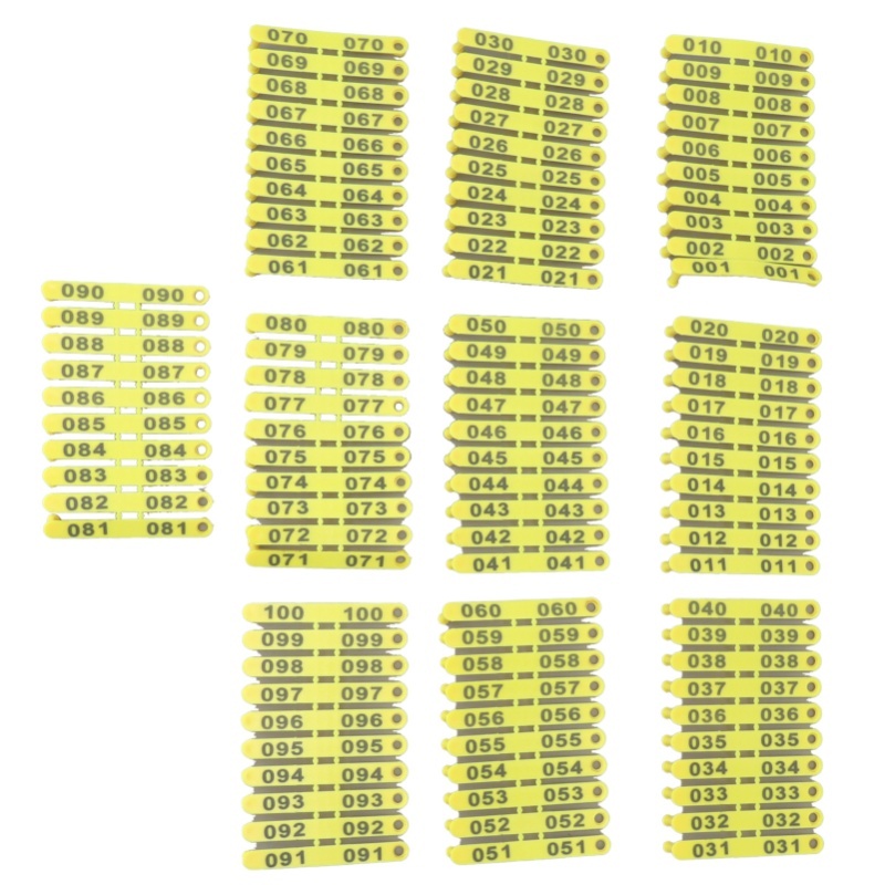 Livestock Ear Tag - 100 étiquettes d'oreille en plastique numérotées